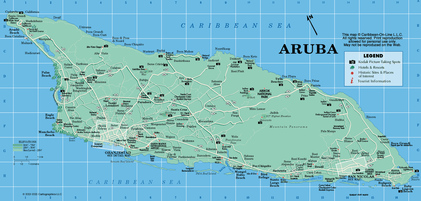 aruba cities map